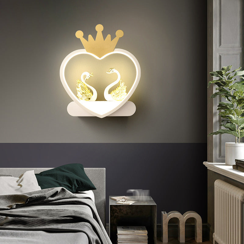 Heart-shaped 1-Light Wall Sconce Kids Style Metal Wall Light Fixture without Decorations