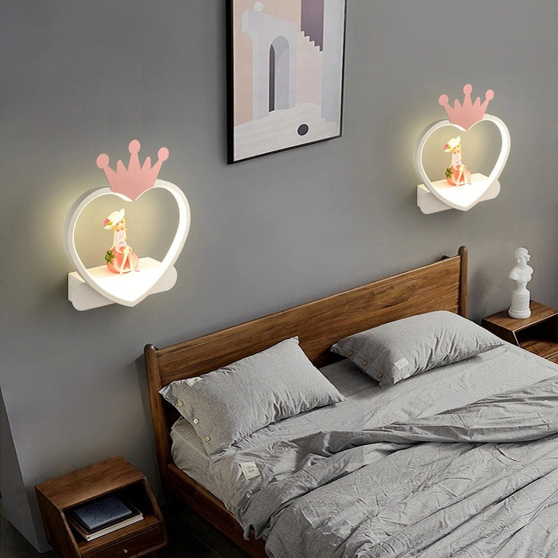 Heart-shaped 1-Light Wall Sconce Kids Style Metal Wall Light Fixture without Decorations
