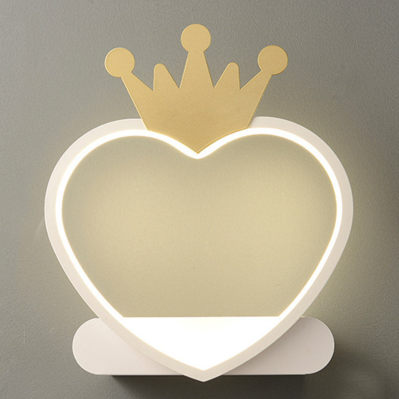 Heart-shaped 1-Light Wall Sconce Kids Style Metal Wall Light Fixture without Decorations