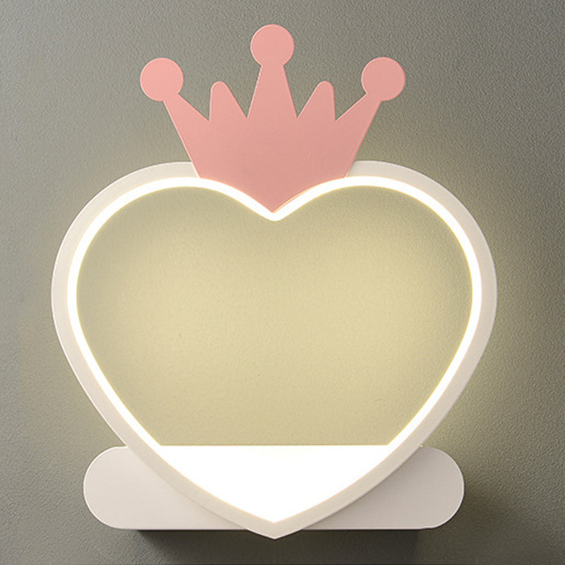 Heart-shaped 1-Light Wall Sconce Kids Style Metal Wall Light Fixture without Decorations