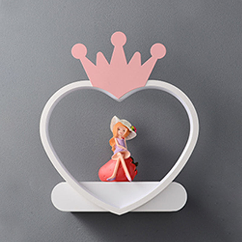 Heart-shaped 1-Light Wall Sconce Kids Style Metal Wall Light Fixture without Decorations