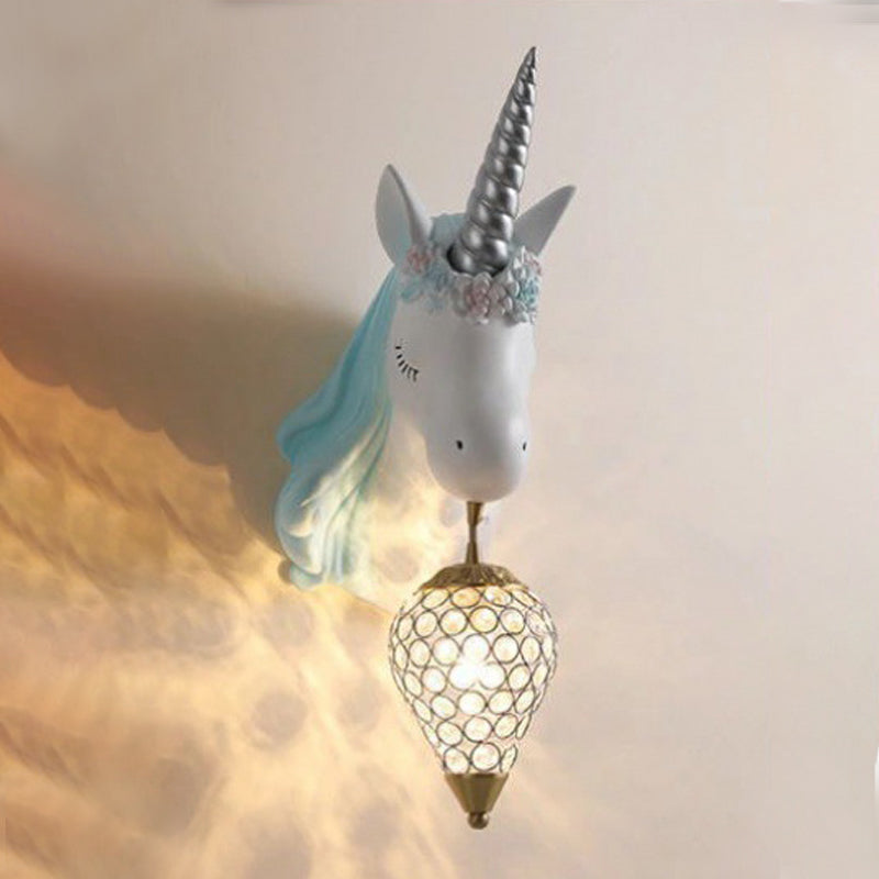 Applexion murale en forme de licorne en forme de luminaire mural en verre