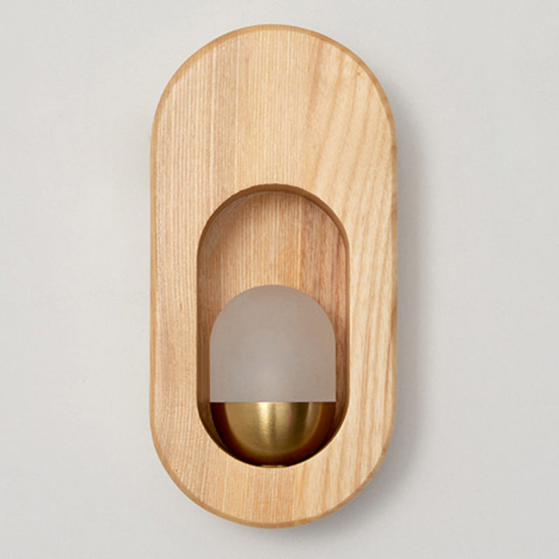 Luces de apliques de pared en forma de bola de estilo contemporáneo madera 1 lámpara de luz liviana