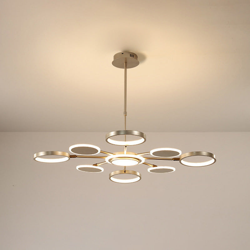 Modern Style Multi Lights Hanging Chandelier Lamp Metal Ring Pendant Lighting