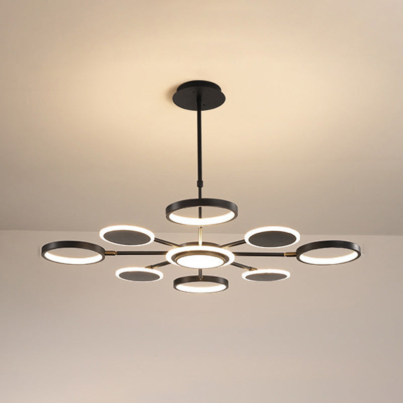 Modern Style Multi Lights Hanging Chandelier Lamp Metal Ring Pendant Lighting