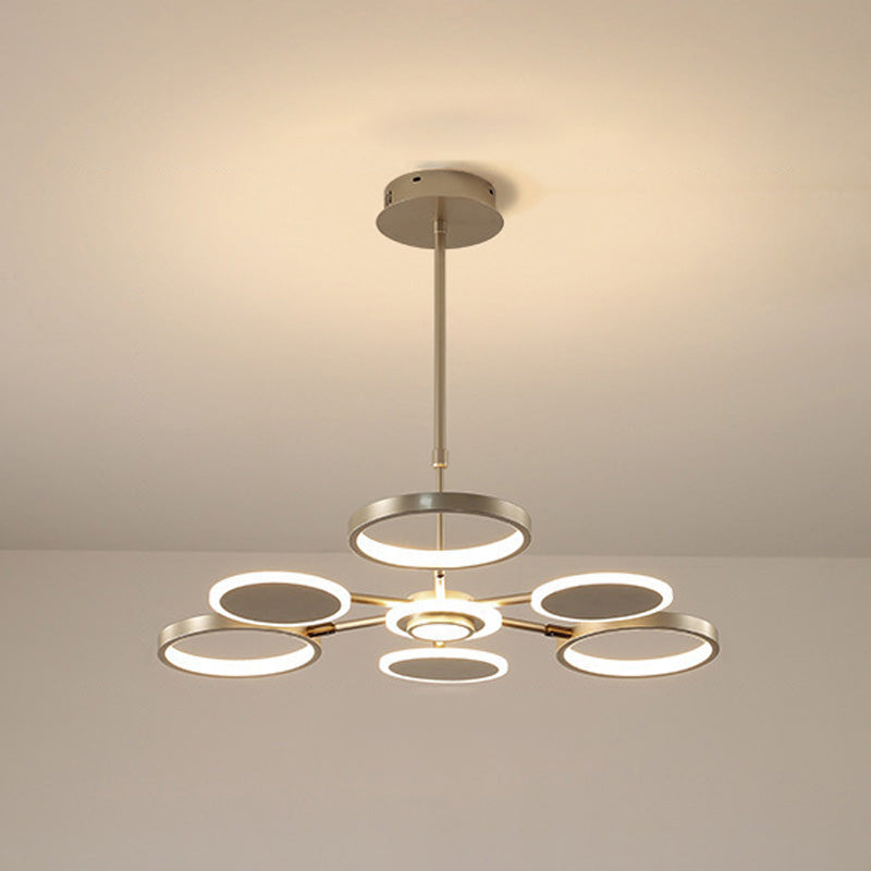 Modern Style Multi Lights Hanging Chandelier Lamp Metal Ring Pendant Lighting