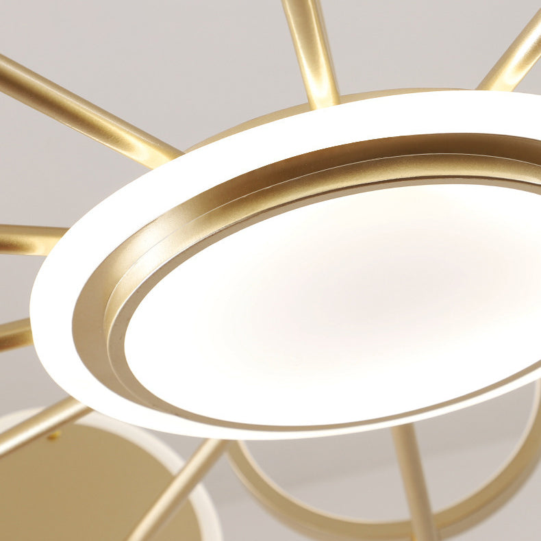 Modern Style Multi Lights Hanging Chandelier Lamp Metal Ring Pendant Lighting