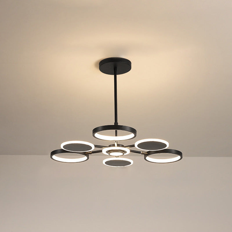 Modern Style Multi Lights Hanging Chandelier Lamp Metal Ring Pendant Lighting