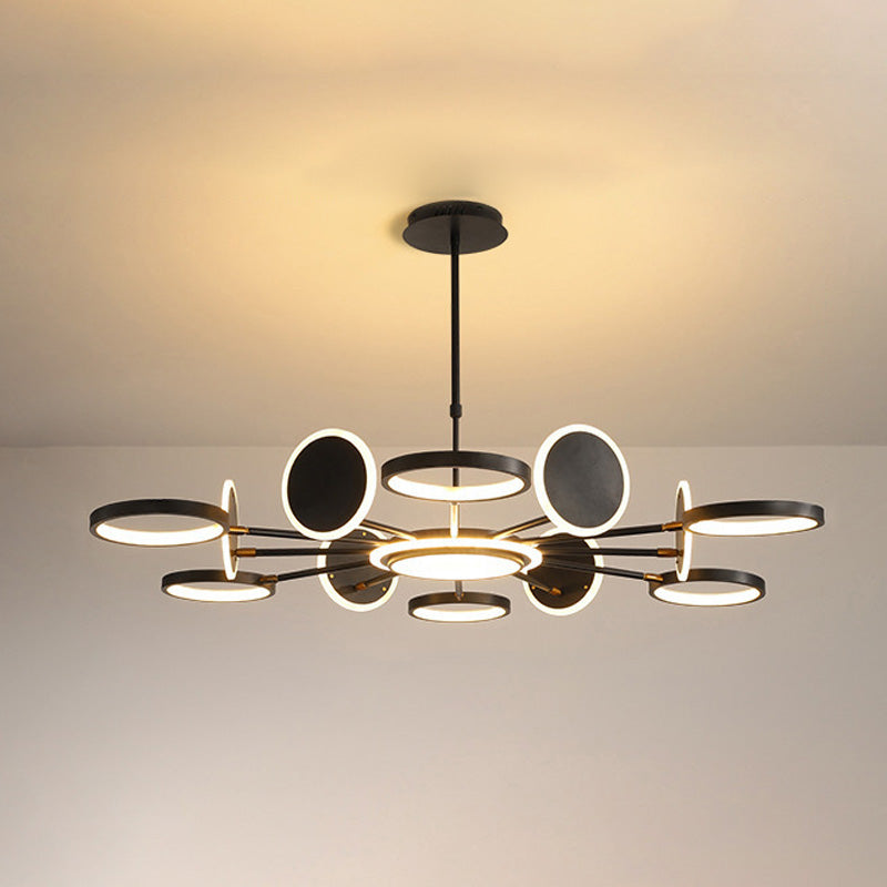Modern Style Multi Lights Hanging Chandelier Lamp Metal Ring Pendant Lighting