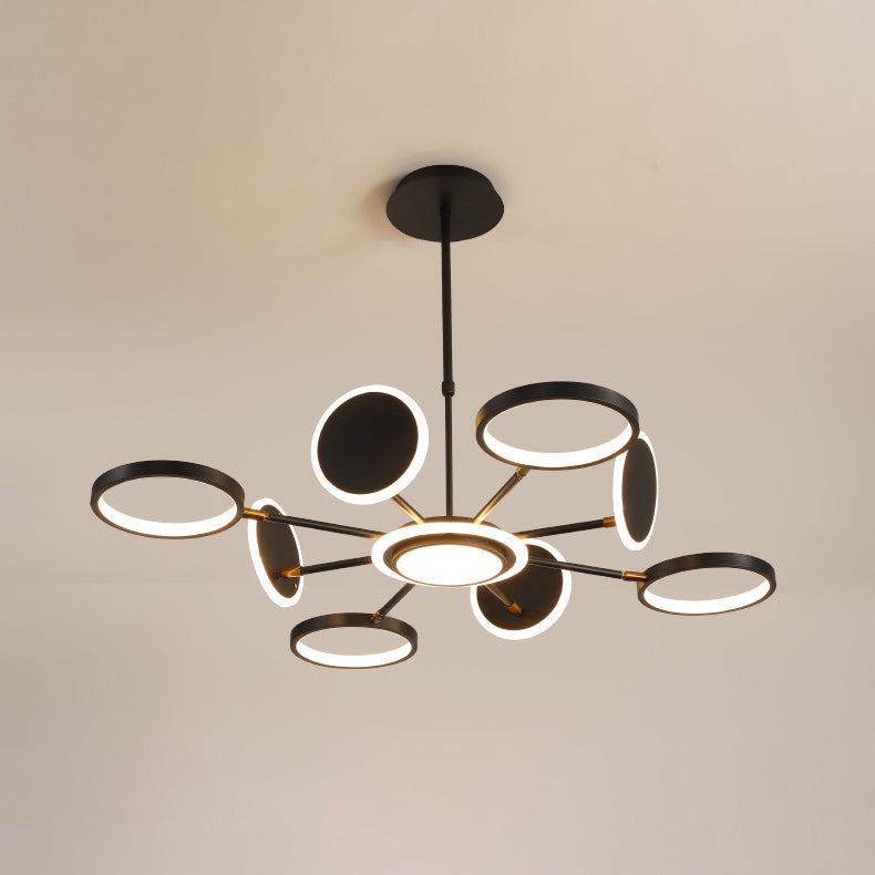 Modern Style Multi Lights Hanging Chandelier Lamp Metal Ring Pendant Lighting