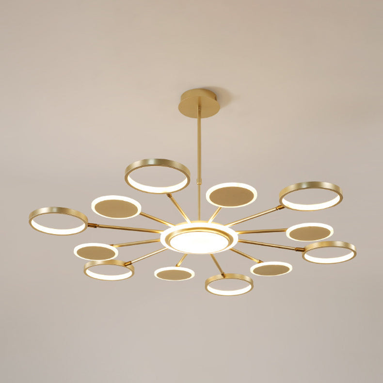 Modern Style Multi Lights Hanging Chandelier Lamp Metal Ring Pendant Lighting