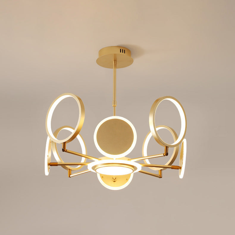Modern Style Multi Lights Hanging Chandelier Lamp Metal Ring Pendant Lighting