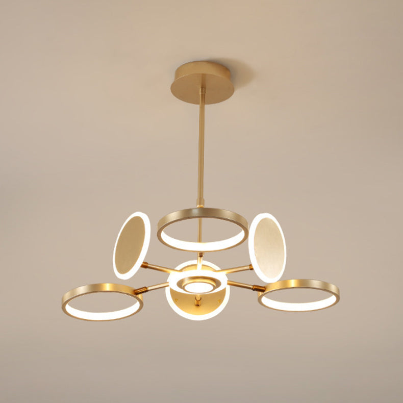 Modern Style Multi Lights Hanging Chandelier Lamp Metal Ring Pendant Lighting