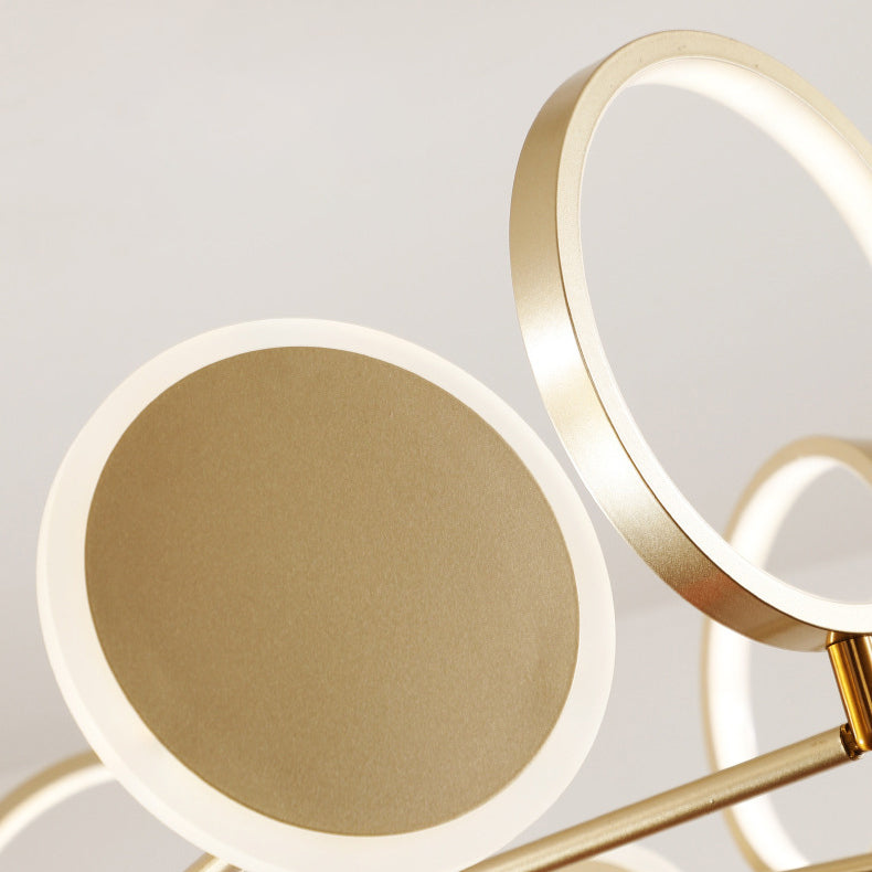 Modern Style Multi Lights Hanging Chandelier Lamp Metal Ring Pendant Lighting