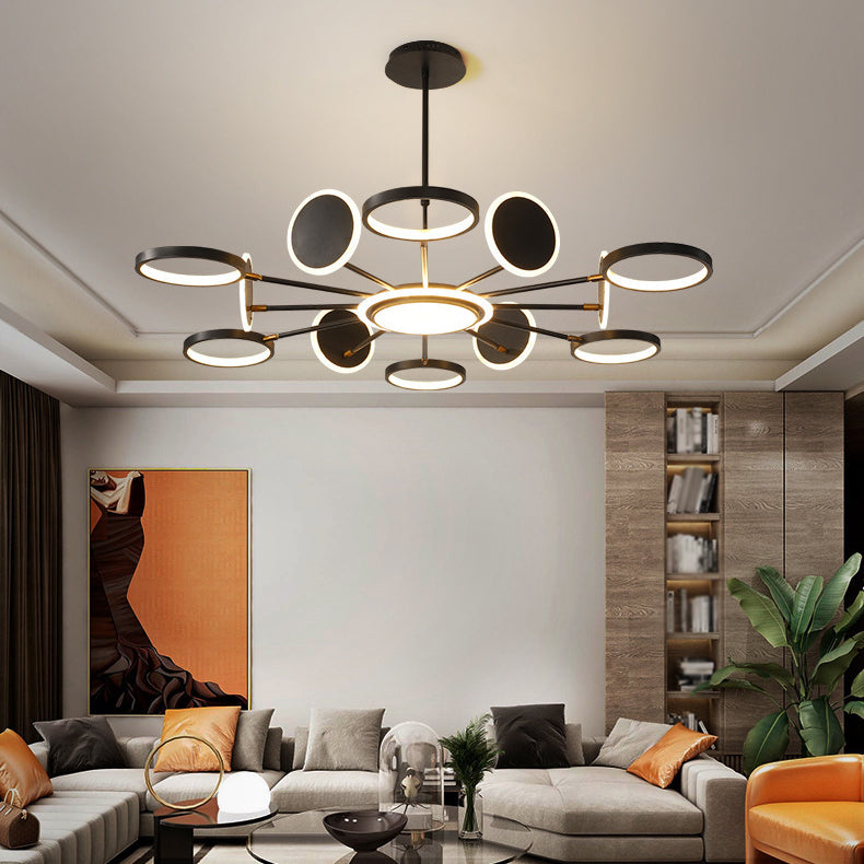 Modern Style Multi Lights Hanging Chandelier Lamp Metal Ring Pendant Lighting