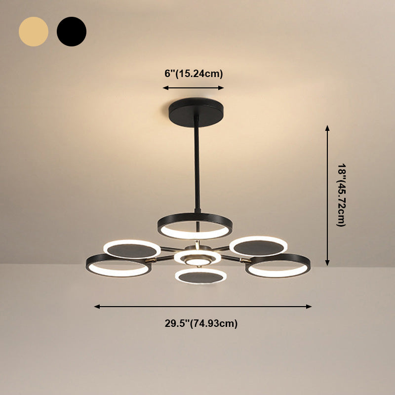 Modern Style Multi Lights Hanging Chandelier Lamp Metal Ring Pendant Lighting