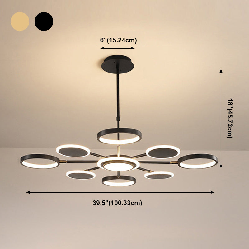 Modern Style Multi Lights Hanging Chandelier Lamp Metal Ring Pendant Lighting