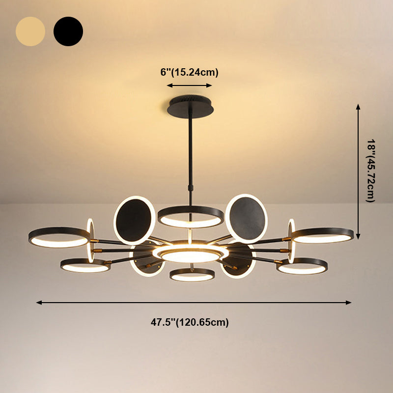 Modern Style Multi Lights Hanging Chandelier Lamp Metal Ring Pendant Lighting