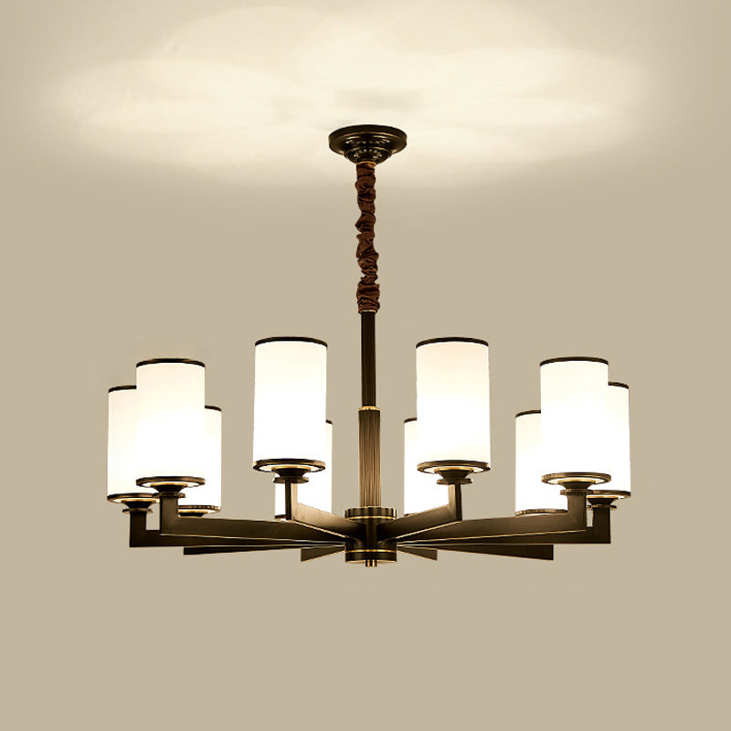 Light Luxury Style Chandelier Lighting Cylindrical Hanging Chandelier with Glass Shade