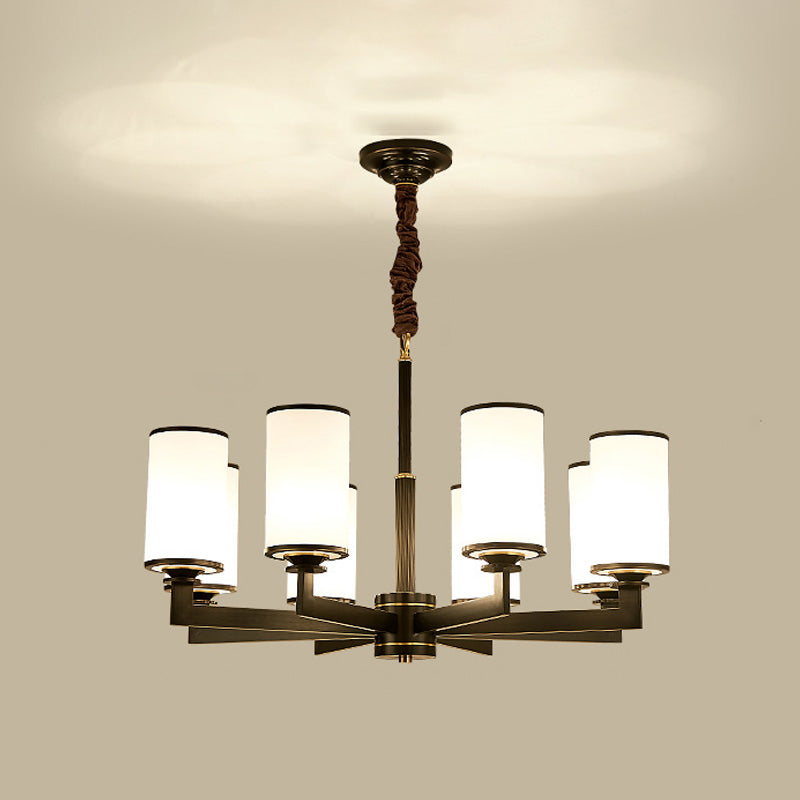 Light Luxury Style Chandelier Lighting Cylindrical Hanging Chandelier with Glass Shade