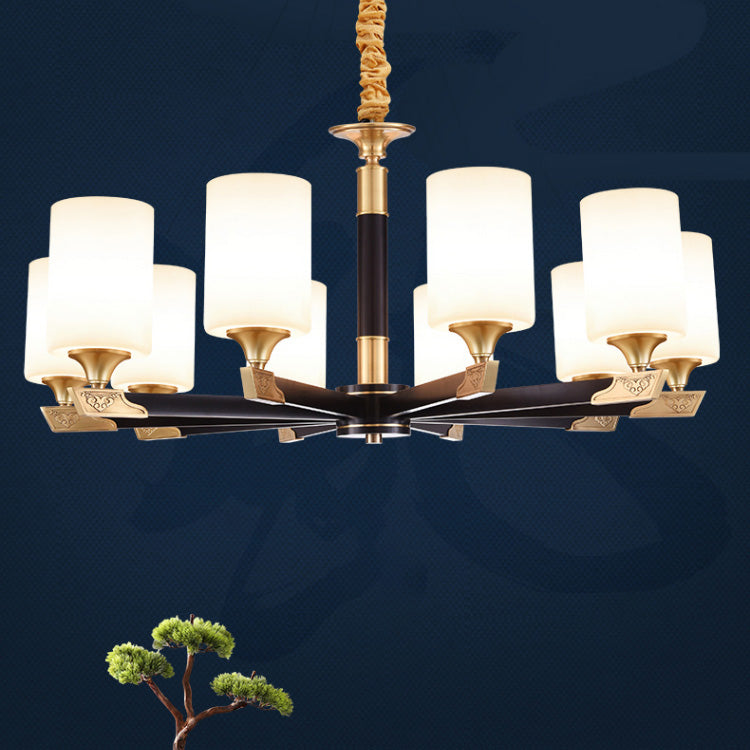 Light Luxury Style Chandelier Lighting Cylindrical Hanging Chandelier with Glass Shade