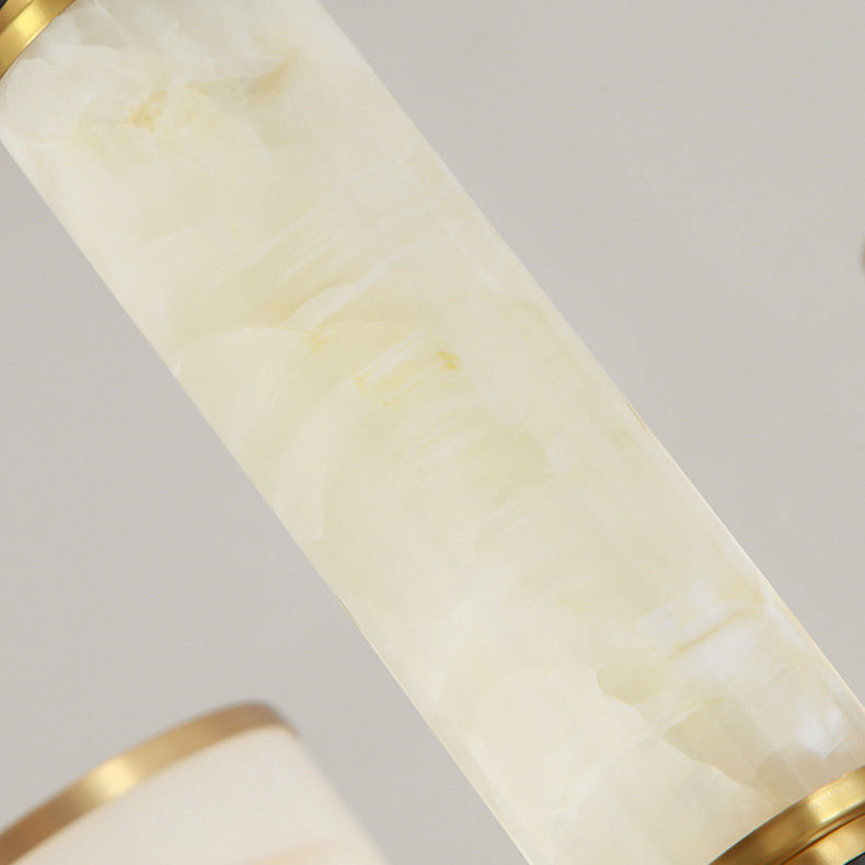 Contemporary Cylindrical Hanging Pendant Light Copper Ceiling Chandelier with Glass Shade