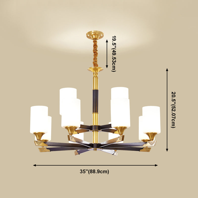 Modern Minimalism Style Cylindrical Hanging Chandelier Copper Ceiling Chandelier