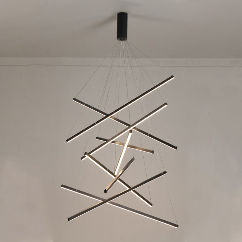 Modern Style Metal Hanging Light Fixtures Linear Multi Lights Suspension Light