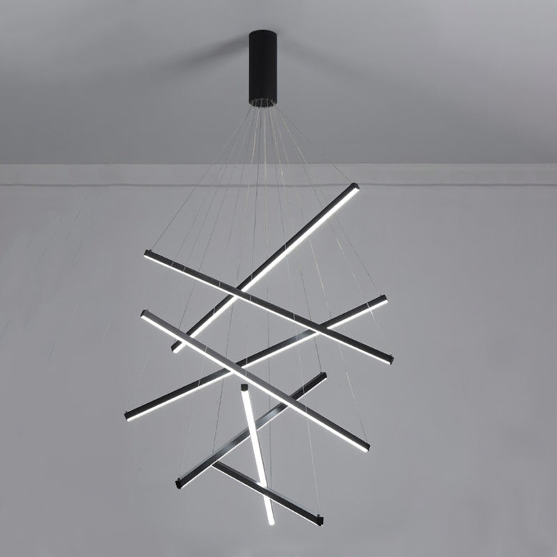 Modern Style Metal Hanging Light Fixtures Linear Multi Lights Suspension Light