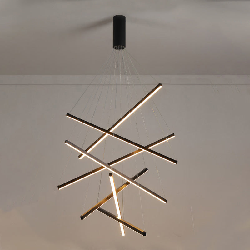 Modern Style Metal Hanging Light Fixtures Linear Multi Lights Suspension Light