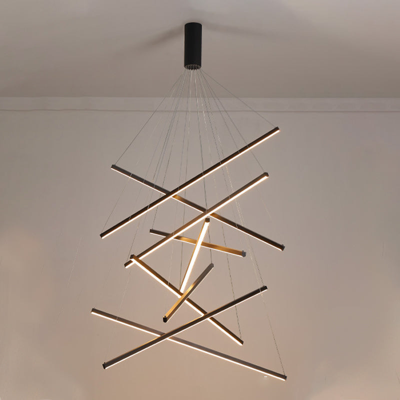 Modern Style Metal Hanging Light Fixtures Linear Multi Lights Suspension Light