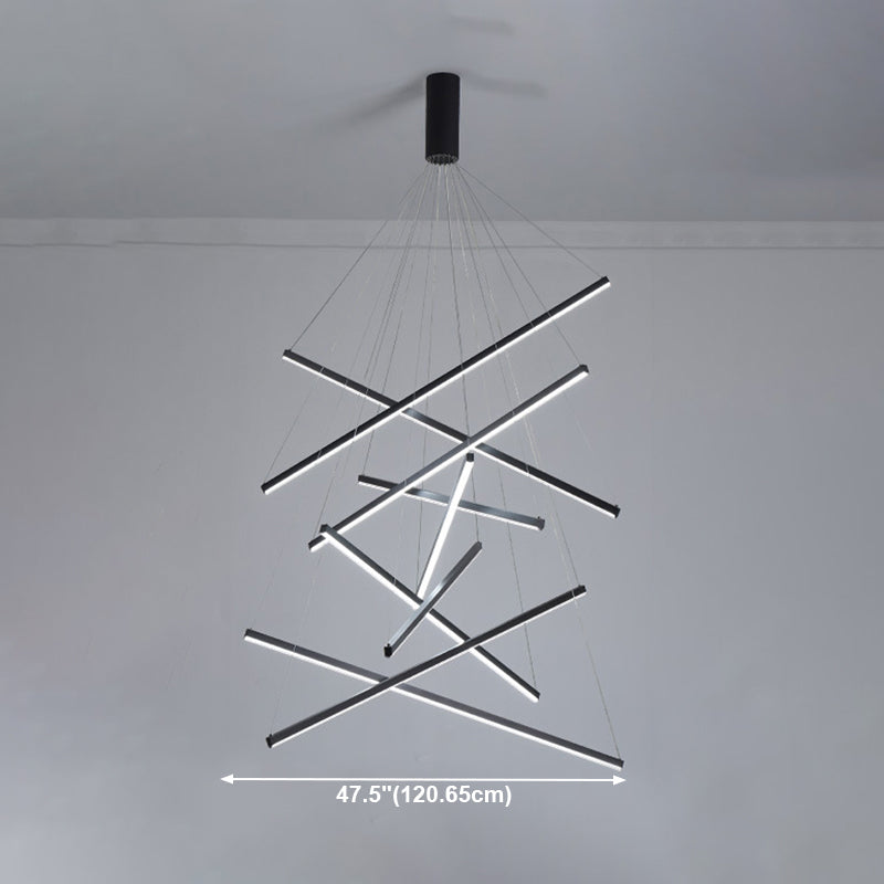 Modern Style Metal Hanging Light Fixtures Linear Multi Lights Suspension Light