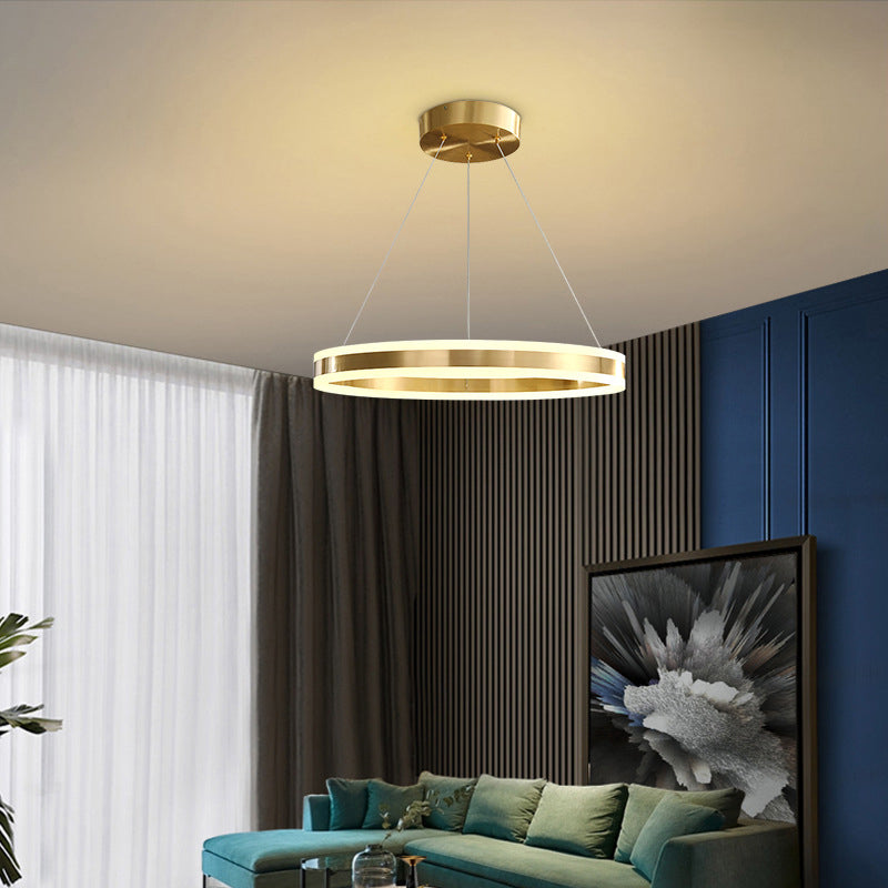 Circular Metal Hanging Ceiling Light Modern Style Suspension Pendant Lighting