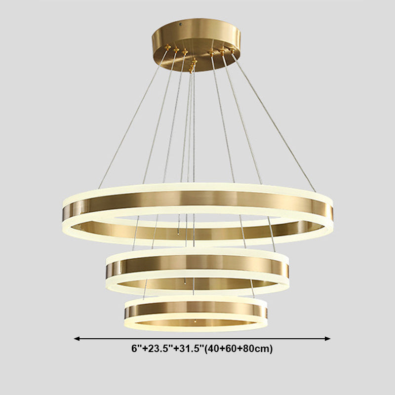 Circular Metal Hanging Ceiling Light Modern Style Suspension Pendant Lighting