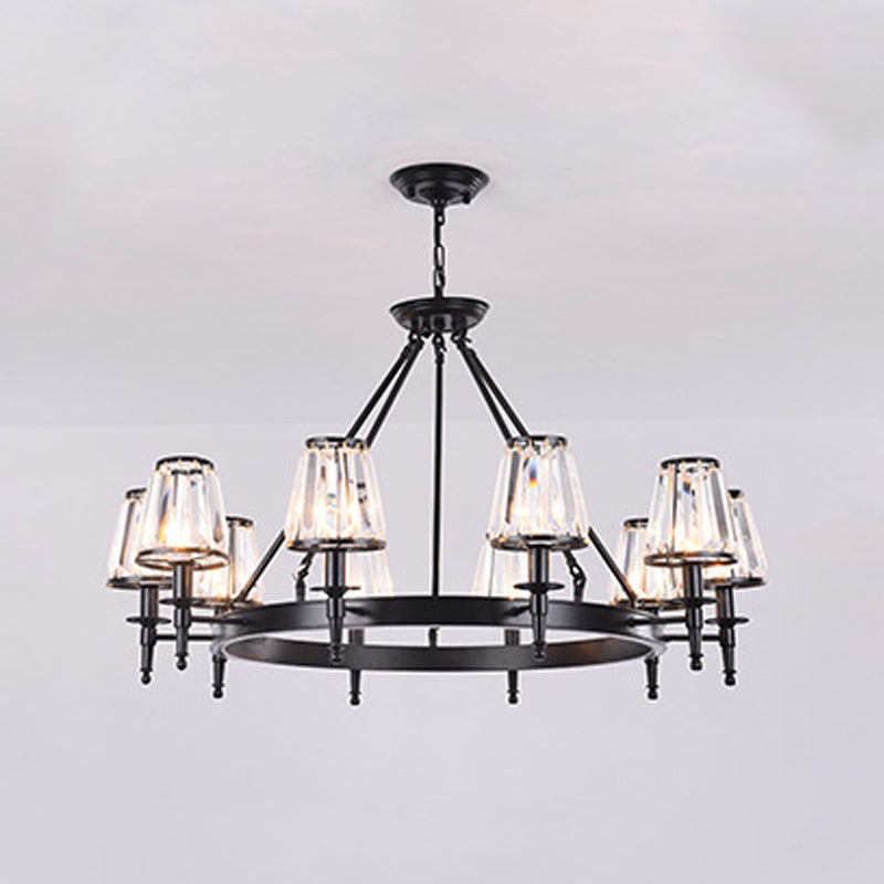 Pendre à cristal clair Conical Pendre Pendre Rustique Multi Lights Suspension Pendante