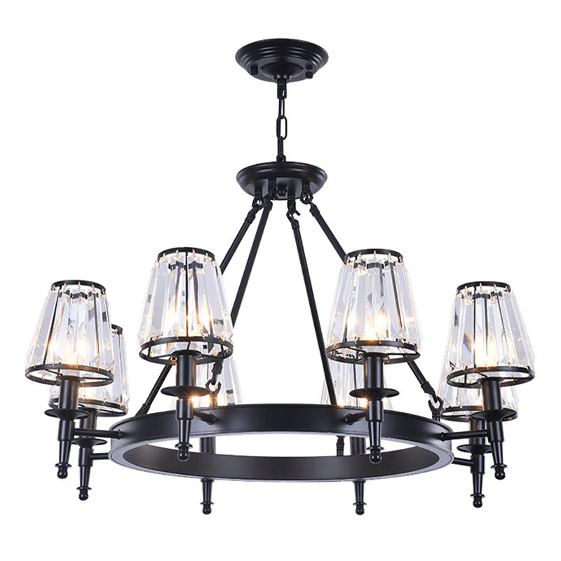 Pendre à cristal clair Conical Pendre Pendre Rustique Multi Lights Suspension Pendante