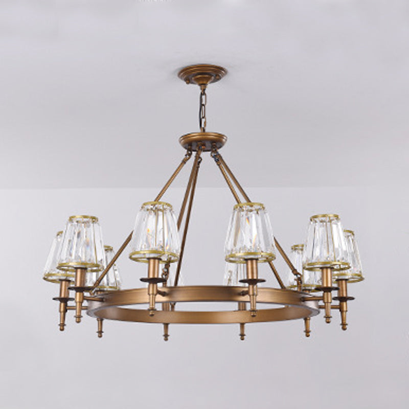 Pendre à cristal clair Conical Pendre Pendre Rustique Multi Lights Suspension Pendante