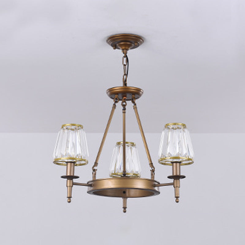 Pendre à cristal clair Conical Pendre Pendre Rustique Multi Lights Suspension Pendante