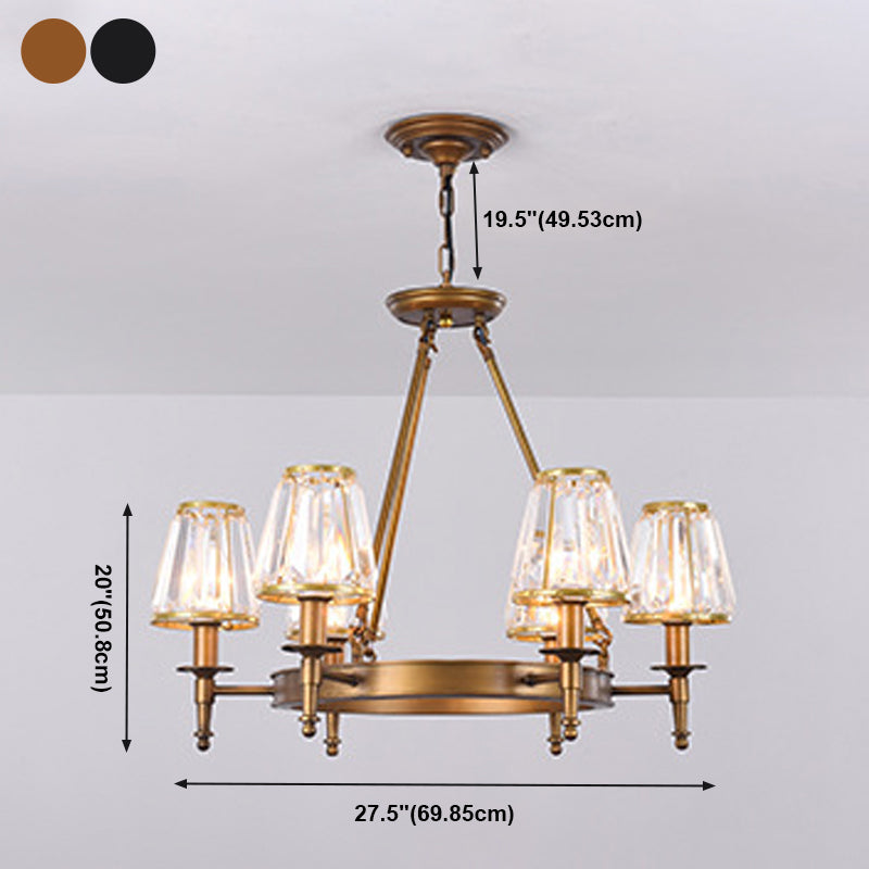 Pendre à cristal clair Conical Pendre Pendre Rustique Multi Lights Suspension Pendante