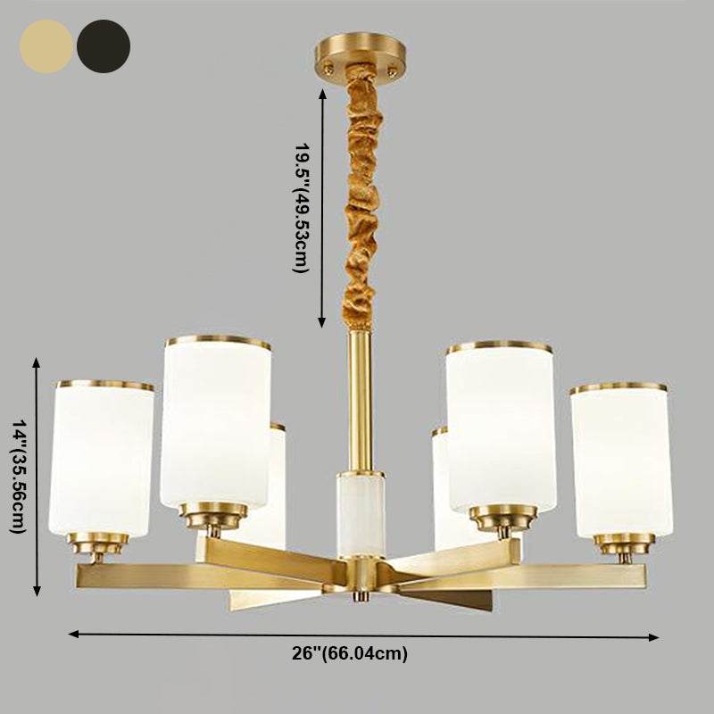 Lichte luxe stijl kroonluchter verlichtingsarmaturen cilindrisch koperen plafond kroonluchter