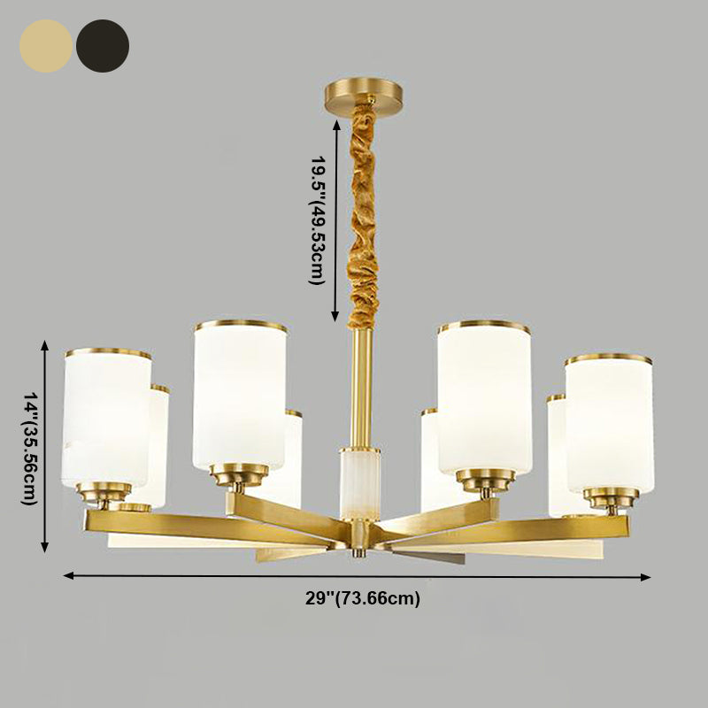 Lichte luxe stijl kroonluchter verlichtingsarmaturen cilindrisch koperen plafond kroonluchter