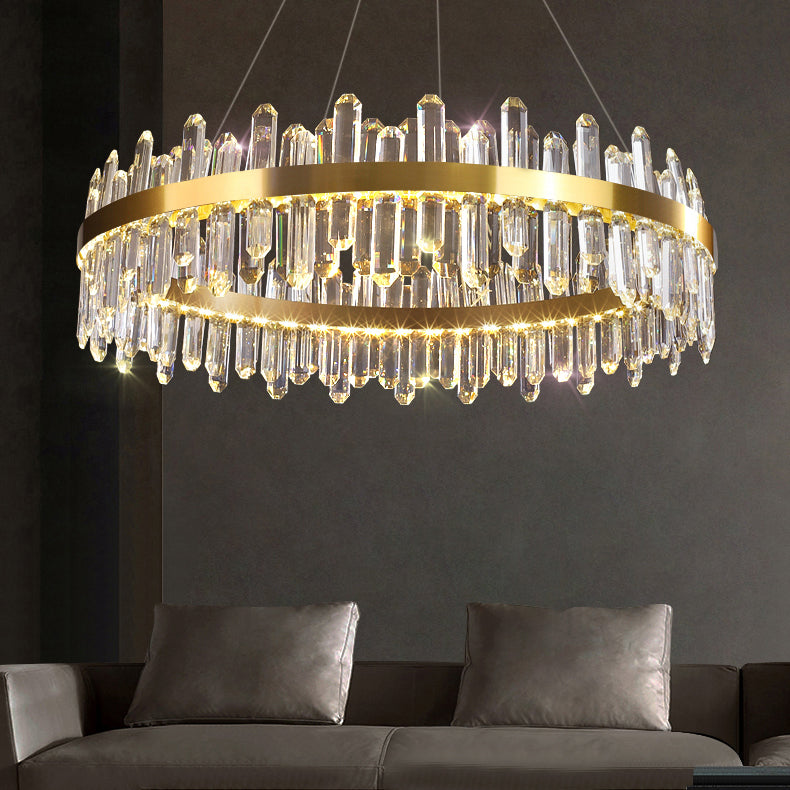 Light Luxury Style Pendant Chandelier Light Circular Crystal Hanging Chandelier