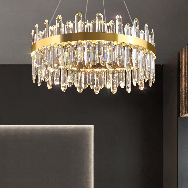 Light Luxury Style Pendant Chandelier Light Circular Crystal Hanging Chandelier