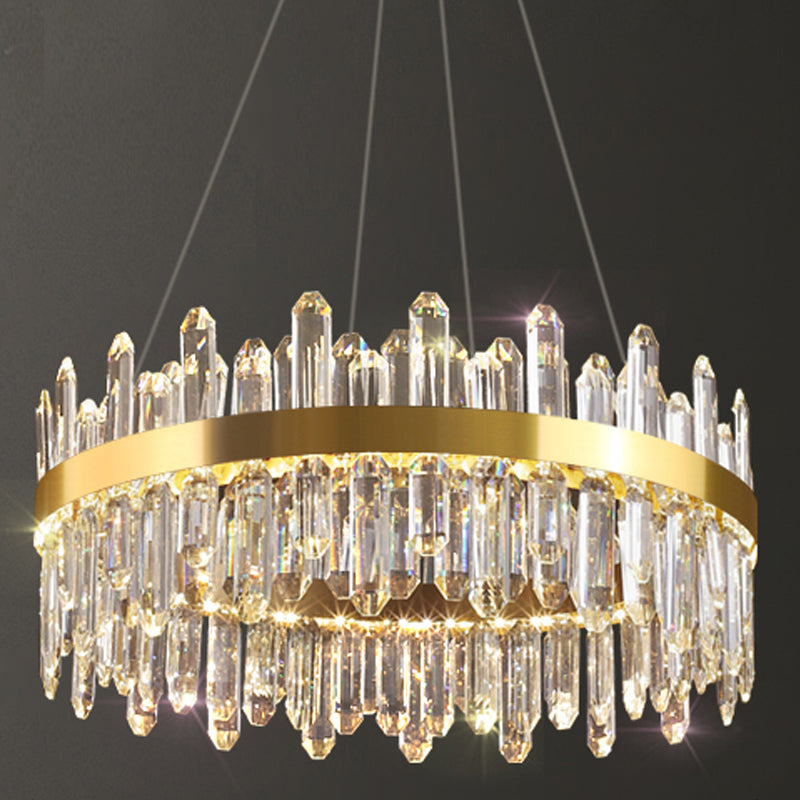 Light Luxury Style Pendant Chandelier Light Circular Crystal Hanging Chandelier