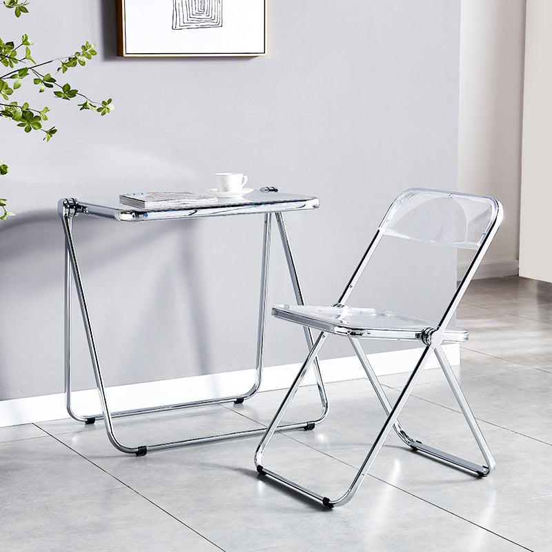 Chaise latérale pliante sans bras de style contemporain, chaise d'appoint simple à dossier ouvert