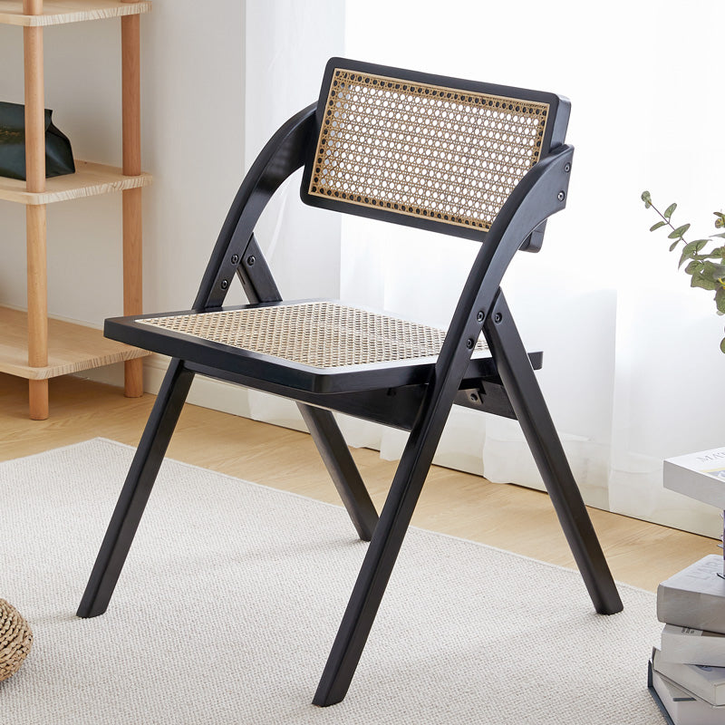 Silla de estilo contemporáneo de madera de caucho con respaldo abierto, silla individual para comedor y cocina