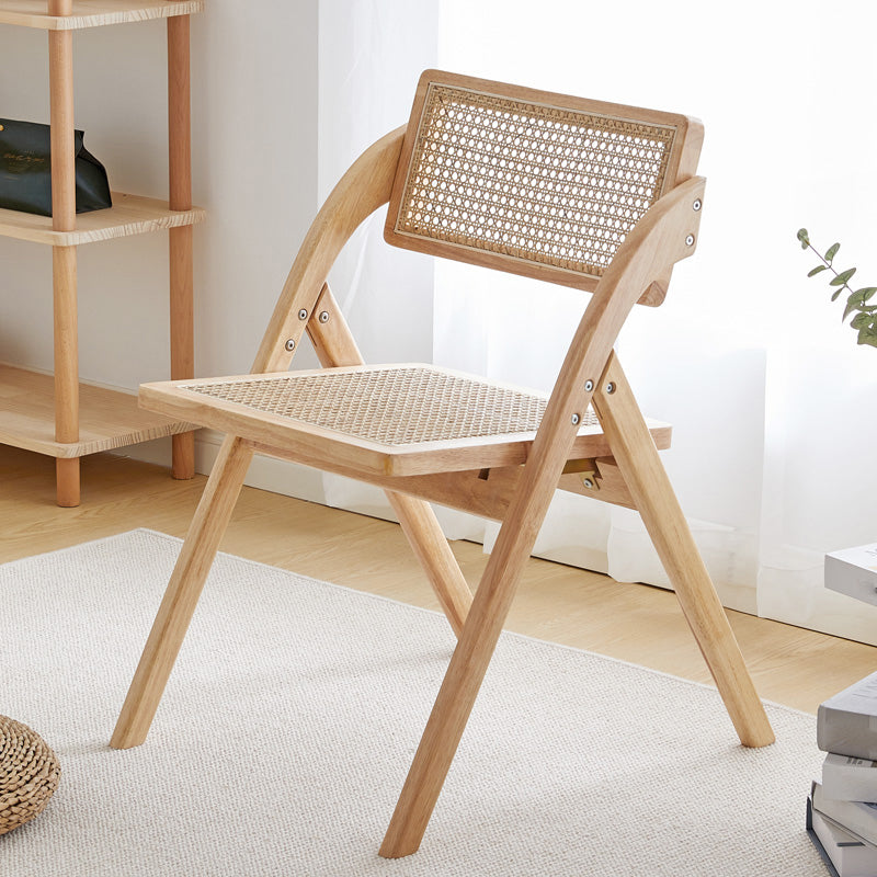 Silla de estilo contemporáneo de madera de caucho con respaldo abierto, silla individual para comedor y cocina