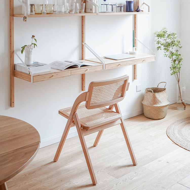Silla de estilo contemporáneo de madera de caucho con respaldo abierto, silla individual para comedor y cocina