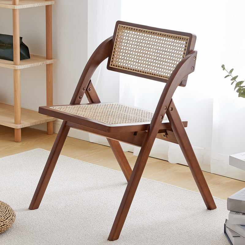 Silla de estilo contemporáneo de madera de caucho con respaldo abierto, silla individual para comedor y cocina