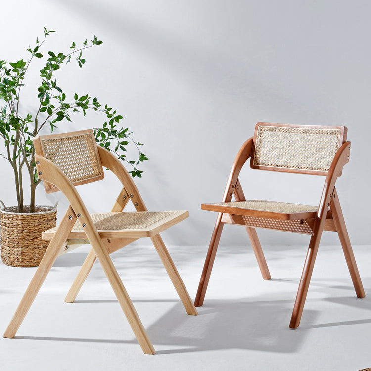 Silla de estilo contemporáneo de madera de caucho con respaldo abierto, silla individual para comedor y cocina